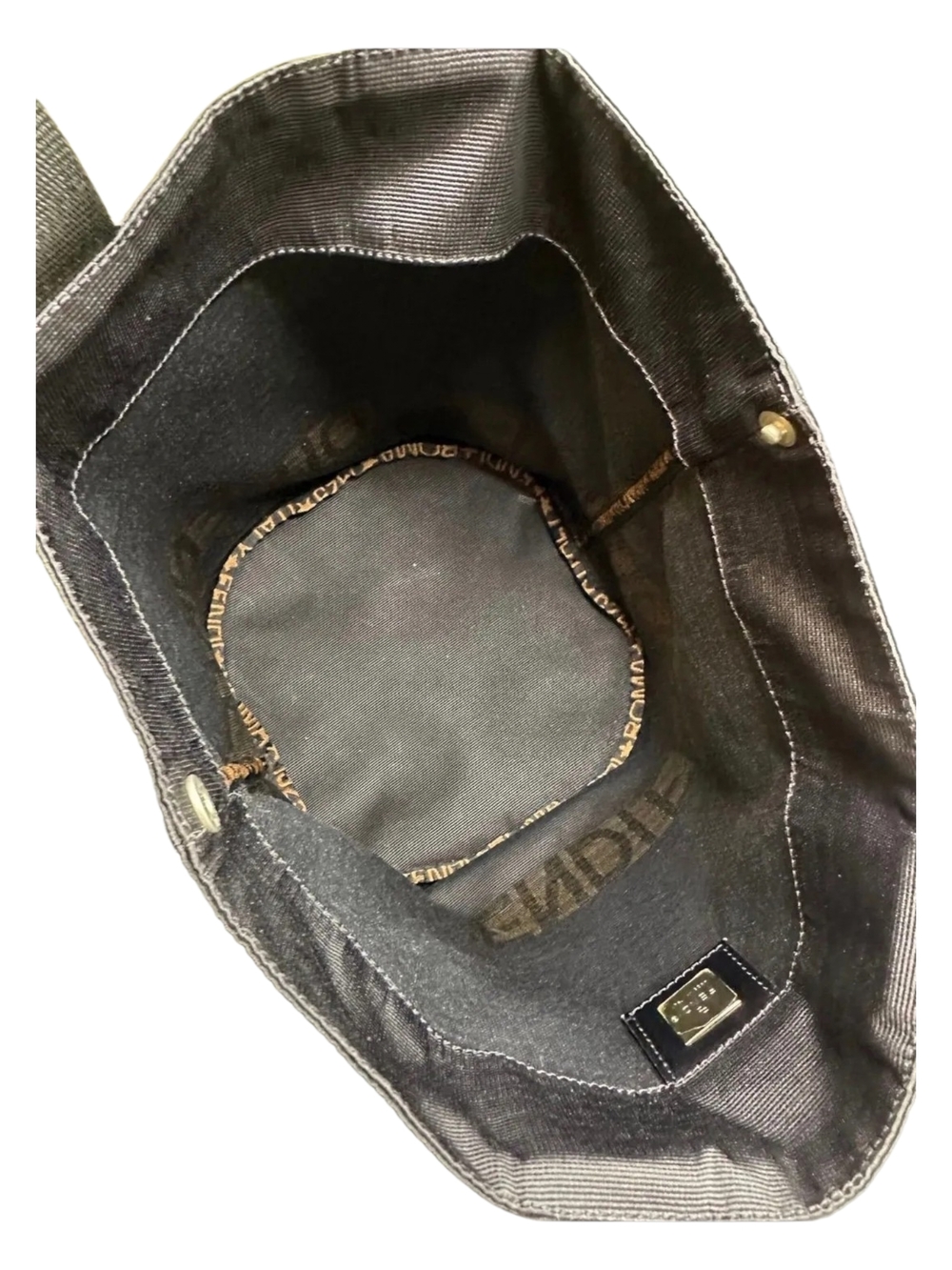 Fendi Navy and Gold Logo Bucket Bag - Picture 3 of 6